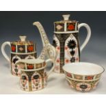 Royal Crown Derby 1128 Old Imari four piece tea and coffee service comprised of, a coffee pot, tea