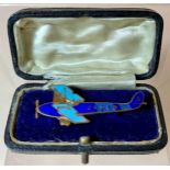 Aviation History - an early 20th century enamel pin badge, as Amy Johnson's DH Moth aeroplane Jason,