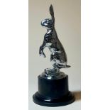 Automobilia - a chromed Alvis car mascot, modelled as a hare, mounted for display, 14cm high