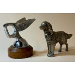 Automobilia - a chromed Bentley type car mascot, winged, turned base, 10cm high overall; another, an