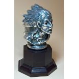 Automobilia - a chromed Pontiac car mascot, modelled as an American Indian, pedestal base, 16cm high