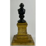 English Literature - a 19th century dark patinated bronze library bust, William Shakespeare (