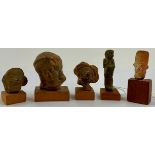 Antiquities - an Ancient Egyptian faience ushabti amulet, traces of turquoise glaze, 6cm high; a