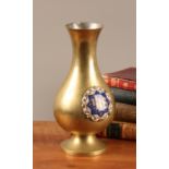 A Victorian Gothic Revival enamel mounted brass baluster altar vase, by Cox & Sons, Southampton