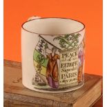The Napoleonic Wars - a Bristol Pottery commemorative mug, inscribed Peace of Europe/ signed at