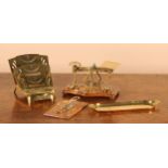 An early 20th century Austrian brass folding combination letter rack, spring mechanism to