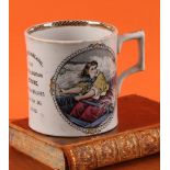 A 19th century pearlware commemorative mug, transfer printed Grace Darling, the Northumbrian