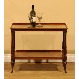 A late Victorian mahogany two-tier buffet sofa table or etagere, by Howard & Sons, stamped