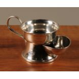 A George V silver shaving mug, of waisted cylindrical form, engraved VI ET VERTUTE beneather Lions