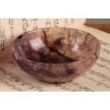 A Derbyshire Blue John polished bowl, 14cm diameter