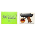 West German Record Jumbo .177 Cal Air Pistol serial number 10232. Wooden grips. Barrel length 158mm.