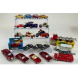 Dinky Toys - 154 Ford Taunus, creamy yellow white roof, Ford Cortina, French Panhard 24 (524), grey,