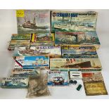 Various unbuilt Airfix, Matchbox, Heller, Imai and Heljan model kits, including an Airfix German E-