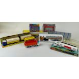Dinky Toys - No. 917 Mercedes truck & trailer, comprising blue cab and chassis with yellow back with