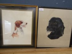 J. O'Brien 'Jess' original painting of a Labrador along with a spaniel print by Mads Stage
