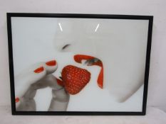 A 'Strawberry Kiss' glitter print on acrylic 74x56cm