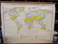 W & A.K Johnson's 'Effective' maps of the world- climate on scroll