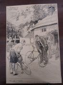 Frank Patterson 'A Surprise of Lane Riding' pencil sketch signed and titled