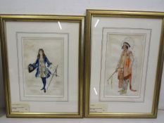 Samuel Blythe watercolours 'The French Gentleman' circa 1890n38x48cm and 'Hiawatha' circa 1890