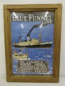 The Blue Funnel Line advertising print in frame 46x66cm
