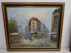 Burnett oil on canvas of a Parisian scene 71x62cm
