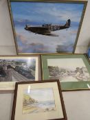 Spitfire print, 2 ltd edition prints and railway print