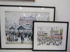 2 Lowry framed prints 'Northern Town' and 'Going To Work'  both framed and glazed 80x66cm/50x43cm