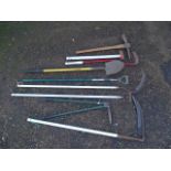 Tools to include axe, shovel and pick axe etc