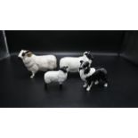 3 Beswick sheep to incl ram, sheep and lamb together with Beswick sheep dog (4 in total)