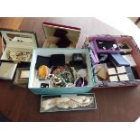Collection of costume jewellery and jewellery boxes