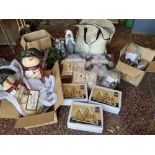 NEW Christmas items - new old stock inc Christmas cushions, wreaths, LED snowmen and houses,