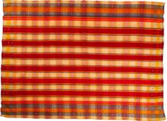 A Jayim Kelim, the 'tartan' field in principal beige and red colours,