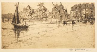 Walter Greaves (British, 1846-1930) - The Chelsea - Etching - 11 x 22.5cm, 32.5 x 41.