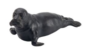 An Austrian bronze model of a seal, early 20th century; naturalistically portrayed,
