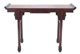 A Chinese huang huali and burr wood side or altar table,