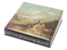 A Victorian painted and lacquered papier-mâché writing slope,