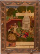 A rare Indian Mogul painted wood and gesso panel,