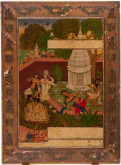 A rare Indian Mogul painted wood and gesso panel,
