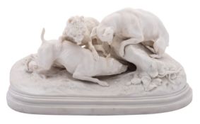 A Copeland Parian group 'La Chasse au Lapin', circa 1880 after P.J.