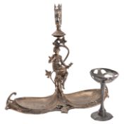A Continental silver plated metal table centrepiece, in Art Nouveau style,