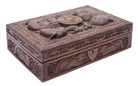 A Chinese wooden cigar box,