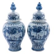 A pair of Dutch delft baluster vases,