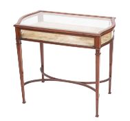 A mahogany and glazed table a bijouterie,