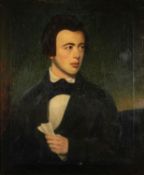 A 19th century British school - Portrait study of a young gentleman - Oil on canvas - 75 x 62cm,