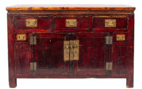 A Chinese stained wood side cabinet,