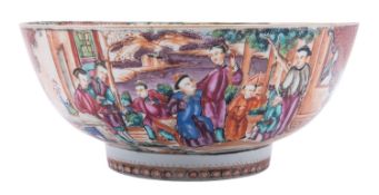 A Chinese famille rose bowl, Qianlong decorated in the Mandarin pattern,