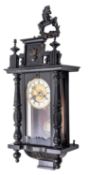 Vienna-style ebonised and walnut wall clock the gilt-metal dial having a white chapter ring with