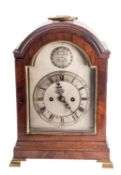 A mahogany double-fusee bracket clock having an eight-day duration,