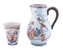 A large Chinese Imari pitcher and a similar large beaker,