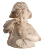 A North Italian sculpted alabaster bust of a girl,